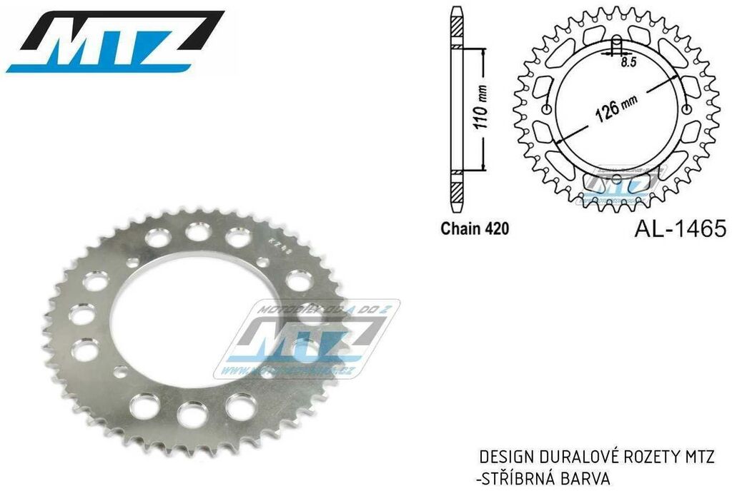 Obrázek produktu Rozeta řetězová (převodník) Dural 1465-48zubů MTZ - Kawasaki KX65 / 00-20 + Suzuki RM65 / 03-05 AL-1465-48