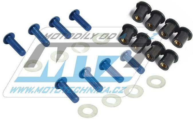 Obrázek produktu Šrouby a matice pro montáž plexi štítu M5x15mm (sada 8ks) - modré 00-24003