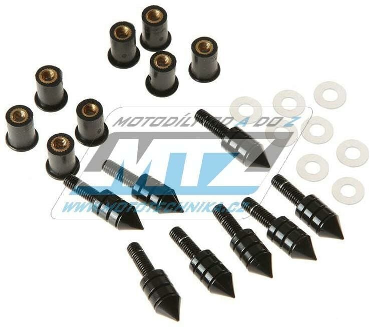 Obrázek produktu Šrouby a matice pro montáž plexi štítu M5x15mm (sada 8ks) -  černé 00-39502