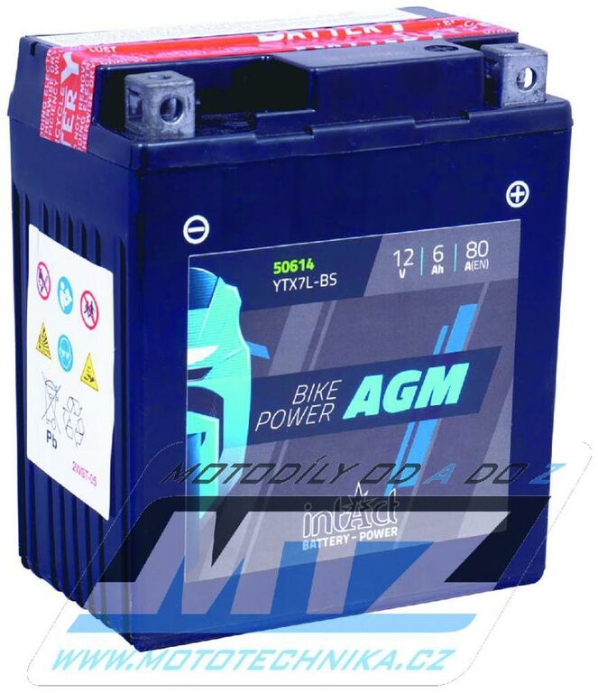 Obrázek produktu Baterie (akumulátor motocyklový) YTX7L-BS (12V-6Ah) B-YTX7LBS