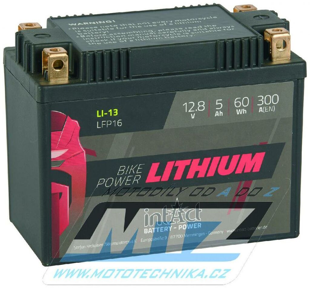 Obrázek produktu Baterie (akumulátor motocyklový) LFP16 (12,8V-5Ah) Lithium LiFePO4 B-LFP16