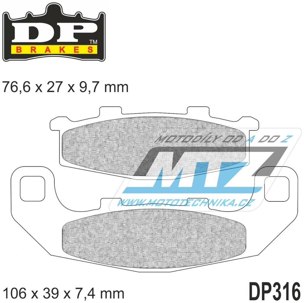 Obrázek produktu Destičky brzdové DP316 - DP BRAKES směs Premium Sinter OEM DP316