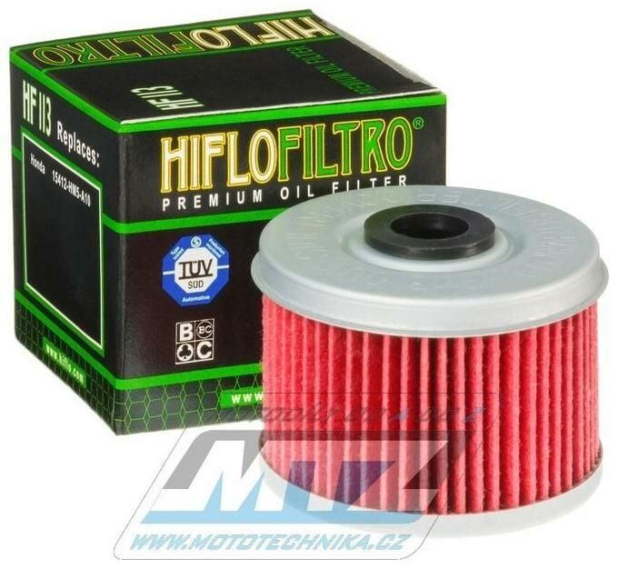 Obrázek produktu Filtr olejový HF113 (HifloFiltro) - Honda CBF125+VT125C+XL125V Varadero+CBF250+ATC250 +ATC350X+TRX250X Fourtrax+TRX300+TRX350+TRX400 Fourtrax Foreman + TRX400EX+TRX420 Fourtrax Rancher+TRX450 Fourtrax HF113