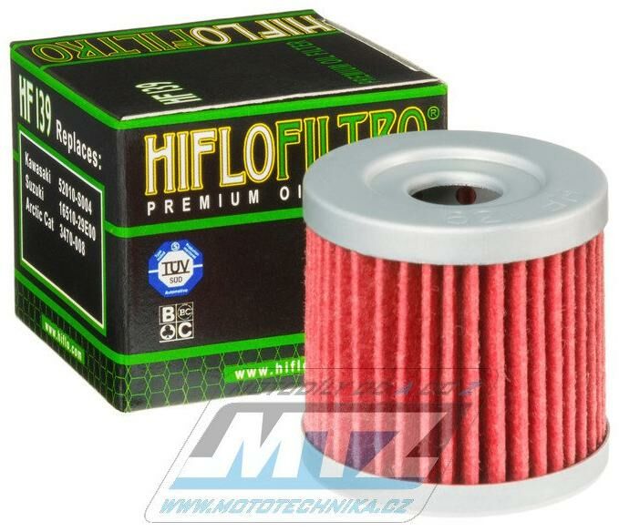 Obrázek produktu Filtr olejový HF139 (HifloFiltro) - Suzuki DRZ400 / 00-18 + LTZ400 / 03-18 + LTR450 / 06-11 + Arctic Cat DVX400 / 04-08 + Kawasaki KLX400R + KFX400 + CCM Motorcycle 404 HF139