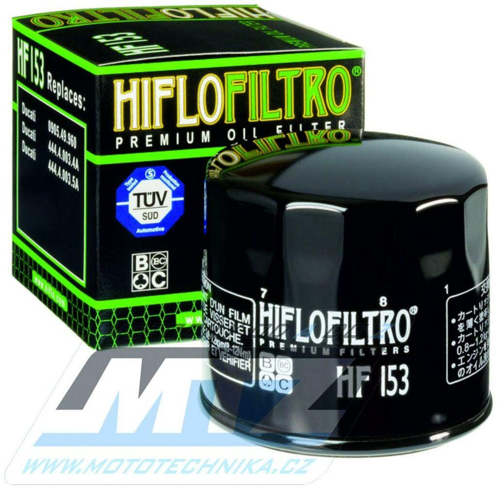 Obrázek produktu Filtr olejový HF153 (HifloFiltro) - Bimota 750+900+1000 + Cagiva 350 Alazzurra + 650 Alazzurra + 900 Elefant + Gilera 125 Arcore + Ducati 600 Monster + 620 Multistrada + 695 Monster + 750 Sport + 800  HF153