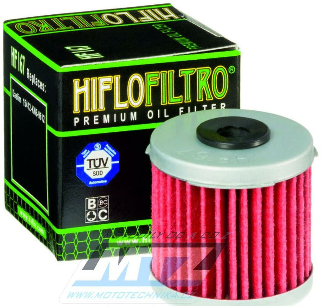 Obrázek produktu Filtr olejový HF167 (HifloFiltro) - Daelim VC125+VS125 Evolution+VT125 Evolution + LML 125 Star+125 Star CVT+150 Star CVT (olejovy-filtr-hiflofiltr-hf167) HF167