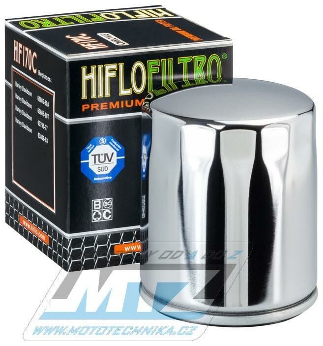 Obrázek produktu Filtr olejový HF170C (HifloFiltro) chromový - Harley Davidson XL883 Sportster + XLH883 Sportster + XL1000 + XLS1000 + XLX1000 + XLH1100 + XLH1200 Sportster + XL1200NS Sportster Iron + FLHT Electra Gli HF170C