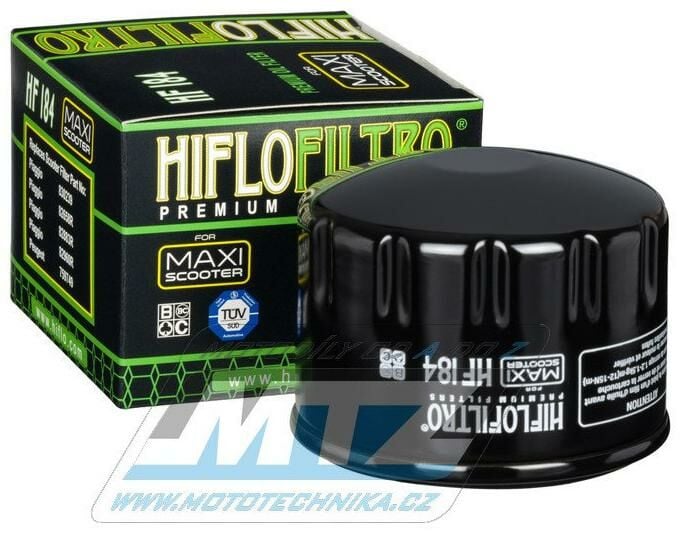 Obrázek produktu Filtr olejový HF184 (HifloFiltro) - Adiva 400AD + Aprilia 400+500 + Gilera 500 + Malaguti 500Spider Max +  Peugeot 400+500 + Piaggio 400+500 (hf184) HF184