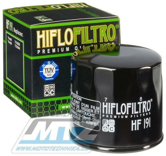 Obrázek produktu Filtr olejový HF191 (HifloFiltro) - Peugeot  400 Metropolis + Triumph 600 + 800 + T595 Daytona + 955 + 955i (hf191) HF191