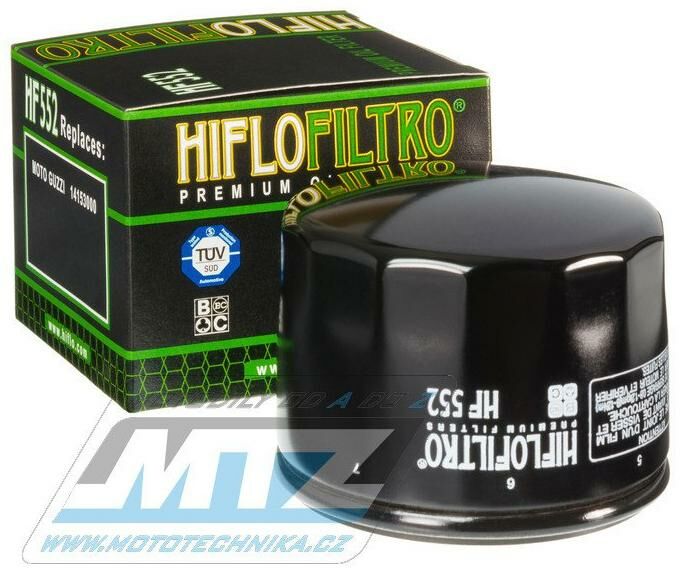 Obrázek produktu Filtr olejový HF552 (HifloFiltro) - Benelli 125cc+250 Quattro + Moto Guzzi 250 Quattro + 750S3 + 850 Le Mans +850T3 California + 1000 California + 1000 Daytona +1000 Quota + 1000 Le Mans + 1000S (hf55 HF552