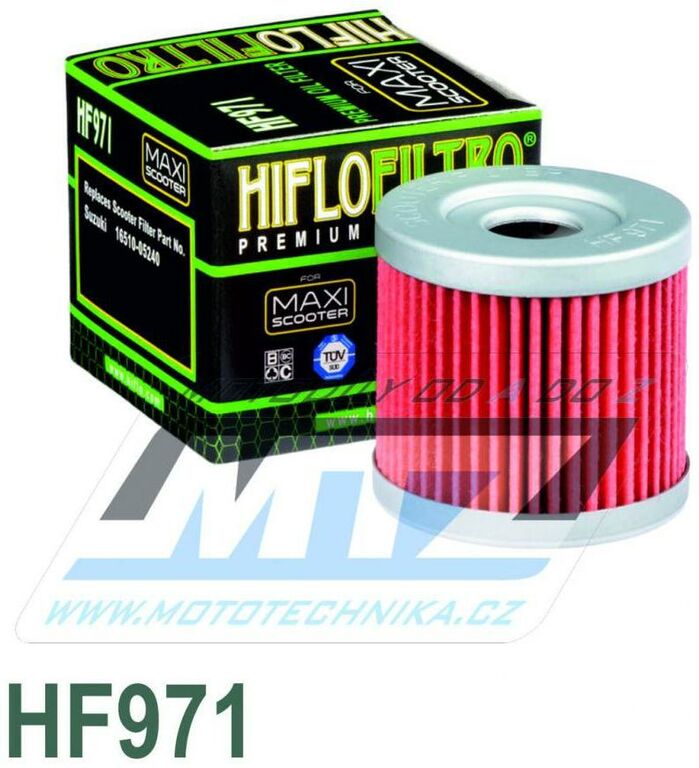 Obrázek produktu Filtr olejový HF971 (HifloFiltro) - Suzuki AN125 + UC125 Epicuro + UE125 + UH125 Burgman + UX125 SIXteen + AN150 + UC150 Epicuro + UE150 + UX150 SIXteen + UH200 Burgman + AN400 Burgman + AN400 Burgman HF971