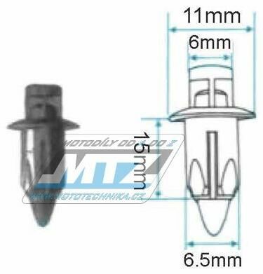 Obrázek produktu Klip/Nýt kapoty (plastová příchytka kapoty) - pro montážní otvor 6,5mm 84-25042