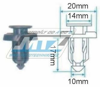 Obrázek produktu Klip/Nýt kapoty (plastová příchytka kapoty) - pro montážní otvor 10mm 84-25027