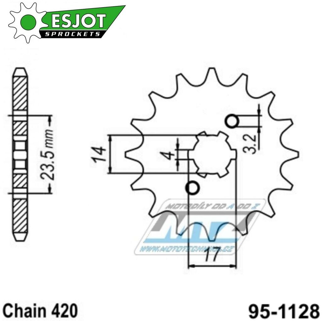 Obrázek produktu Kolečko řetězové (pastorek) 1128-11zubů ESJOT 50-13024-11 - Aprilia 50RS+50RX+50SX + Derbi 50 GPR+Derbi 50 Senda + Gilera 50RCR+50SMT 95-1128-11-ES