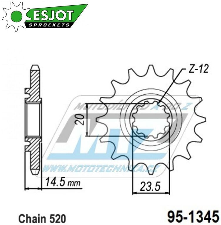 Obrázek produktu Kolečko řetězové (pastorek) 1345-13zubů ESJOT 50-32193-13S - Honda CRF450L / 19-20 + CRF450RL / 21 + CRF450X / 19-21 95-1345-13-ES