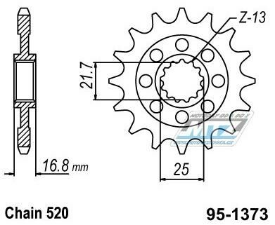 Obrázek produktu Kolečko řetězové (pastorek) 1373-17zubů MTZ - Honda CT700 + CTX700 + NC700 + NC750 + 750 ADv + 750X-Adv 95-1373-17