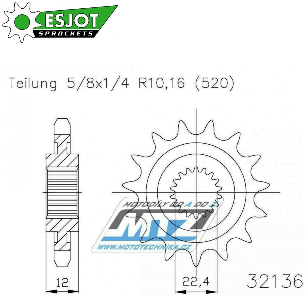 Obrázek produktu Kolečko řetězové (pastorek) 32136-11zubů ESJOT 50-32136-11 - Gas-Gas Trial TXT Pro+TXT Contact+TXT GP+TXT Racing+TXT Raga+ TXTFactory / 02-22 + TXT125+200+249+250+280+300+321 + 50TXT Rookie + Vertigo  50-32136-11