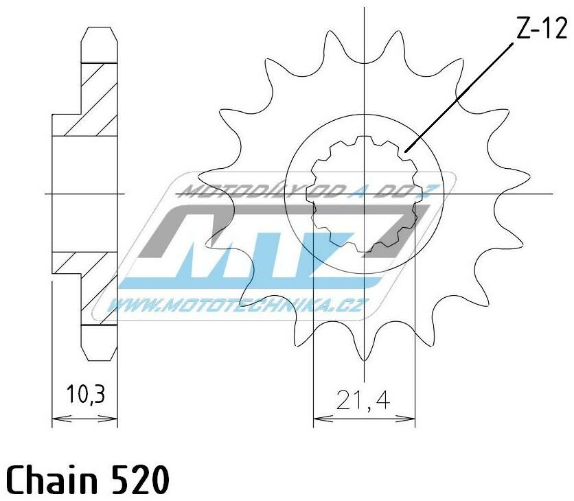 Obrázek produktu Kolečko řetězové (pastorek) 95-HQ125NO-12zubů MTZ - Husqvarna CR125 + WR125 + Gas Gas EC125 + MX125 95-HQ125NO-12