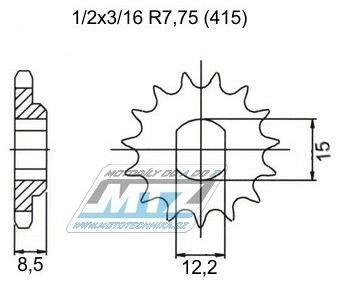 Obrázek produktu Kolečko řetězové (pastorek) 95-KTM50B-12zubů MTZ - KTM 50SX / 09-23 + Husqvarna TC50 / 17-23 95-KTM50B-12