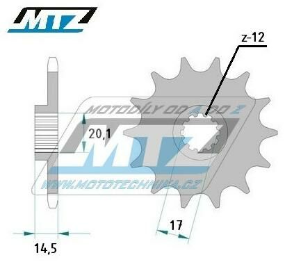 Obrázek produktu Kolečko řetězové (pastorek) 95-TM125NO-12zubů MTZ -  TM MX125 + EN125 / 00-12 (95-tm125no) 95-TM125NO-12