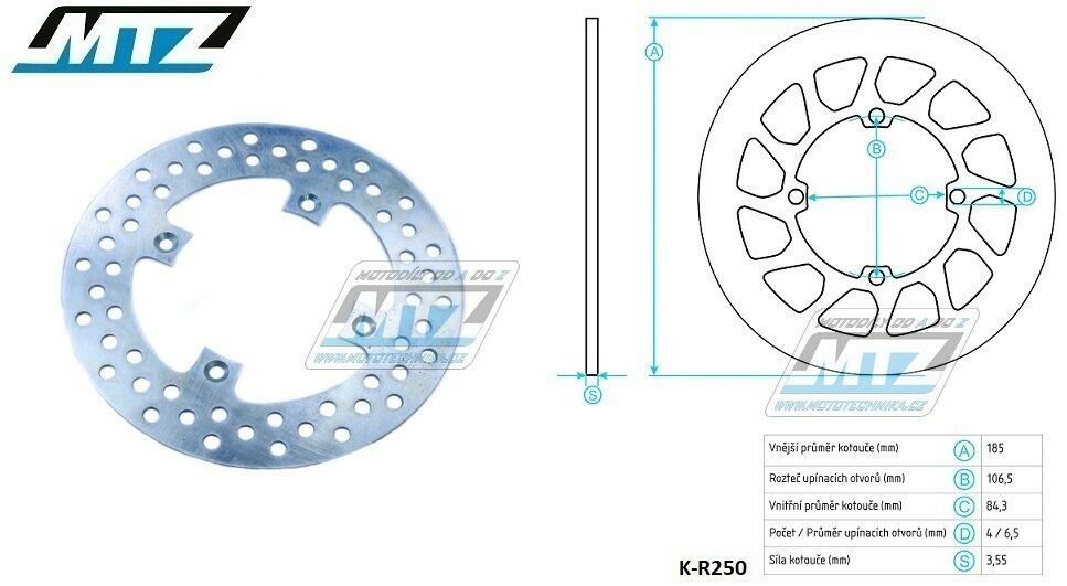 Obrázek produktu Kotouč brzdový MTZ Classic - Kawasaki KX80 / 88-00 + KX100 / 95-00 + Suzuki RM80 / 89-01 + RM85 / 02-04 K-R250