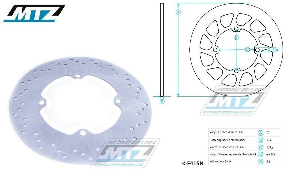 Obrázek produktu Kotouč brzdový MTZ Classic - Suzuki RMZ250 / 07-18 + RMZ450 / 05-17 + RMX450Z / 10-19 K-F415N