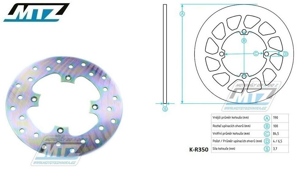 Obrázek produktu Kotouč brzdový MTZ Classic - Yamaha YZ65 / 18-25 + YZ80 / 93-01 + YZ85 / 02-25 K-R350