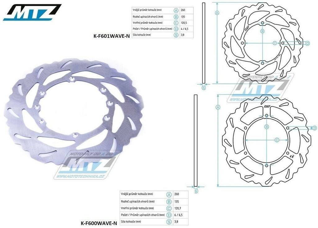 Obrázek produktu Kotouč brzdový MTZ nerezový - zubatý desing Wave - Husqvarna CR125+CR250+TC410+TC610+TE410+TE610E + WR125+WRE125+WR250+WR360 + Husaberg FE400+FE501+FE600+FC350+FC400+FC501 + MX+501ENDURO+600ENDURO K-F600/601W-N