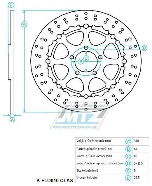 Obrázek produktu Kotouč brzdový (310/64/5D) - kulatý design - Suzuki GSX750R / 89-95+GSX750R W / 94-95+GSX1100R / 89-00 K-FLD010-CLAS