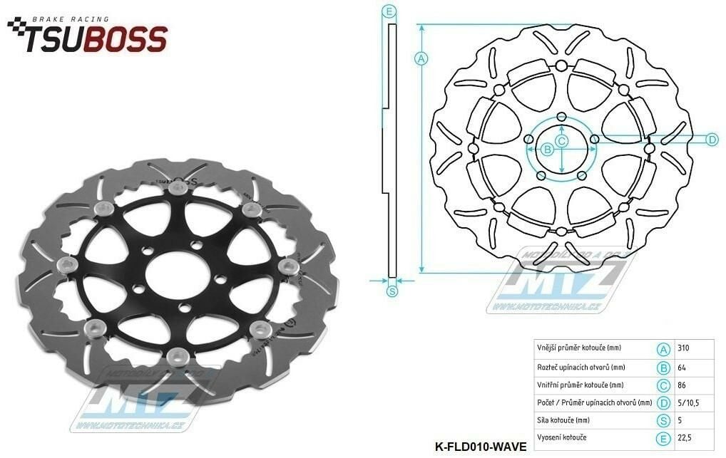 Obrázek produktu Kotouč brzdový (310/64/5D) - zubatý design - Suzuki GSX750R / 89-95+GSX750R W / 94-95+GSX1100R / 89-00 K-FLD010-WAVE