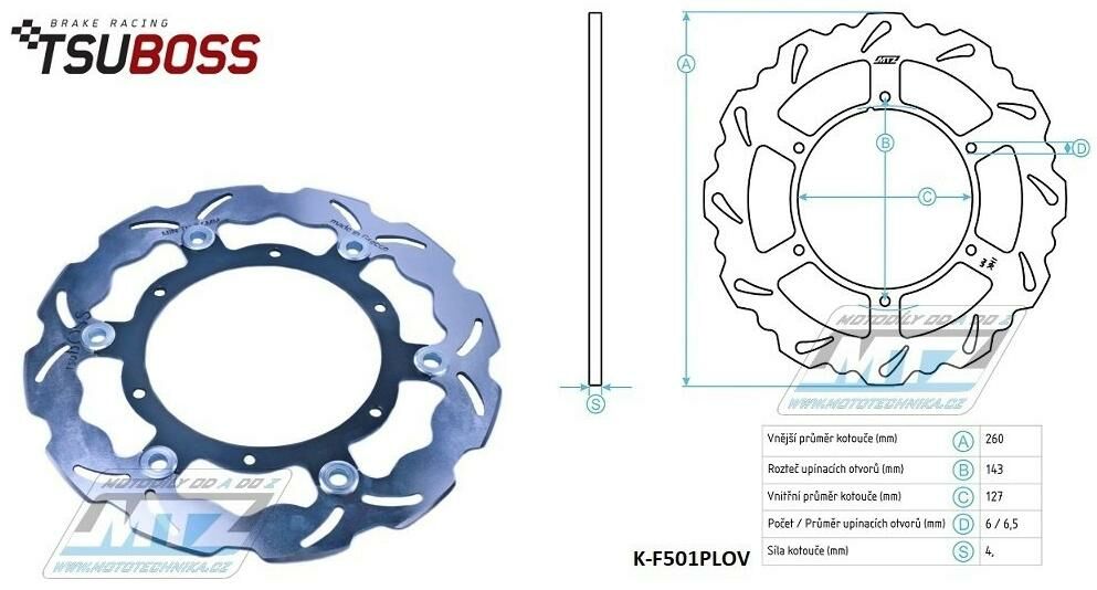 Obrázek produktu Kotouč brzdový PLOVOUCÍ - zubatý desing Wave -  KTM SX+SXF+EXC+EXCF+EXCR+GS+MXC+LC4+SC+SMR+SXS+SXC+XC+XCF+XCW + Husaberg FE+FS+FX+FC+TE + Husqvarna FC+FE+TC+TE K-F501PLOV