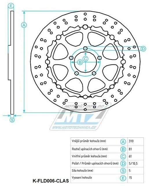 Obrázek produktu Kotouč brzdový plovovoucí (310/61/5D) - kulatý design - Kawaski ZXR400 / 91-03+ZX7R Nijna / 89-95+ZXR750R / 89-92+ZXR750 / 89-95+ZX9R Ninja / 00-01+Zephyr1100 / 93-98+ZRX1100 / 97-00+ZZR1100 / 90-92+Z K-FLD006-CLAS