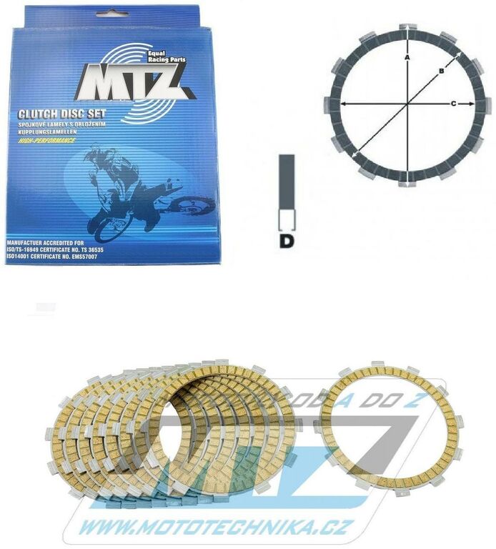 Obrázek produktu Lamely spojkové třecí (s obložením) MTZ 888-D5595-9 - KTM 250EGS+250EXC+250GS+250MXC+250SX+250XC-W+300EGS+300EXC+300MXC+300XC+300XC-W+360EXC+360MX+360SX+380EXC+380SX + Husaberg TE300+TE250 888-D5595-9