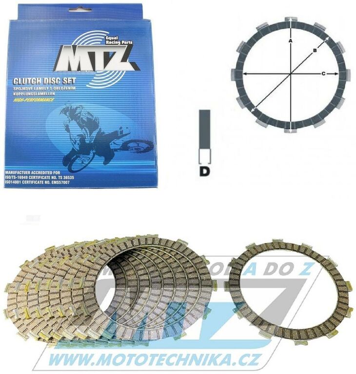 Obrázek produktu Lamely spojkové třecí (s obložením) MTZ 888-D5638-9 - KTM 450SMR+505SXF+450SXF+505XCF + 505SX+450SX 888-D5638-9