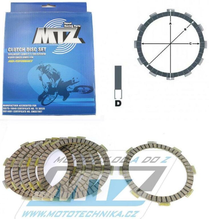 Obrázek produktu Lamely spojkové třecí (s obložením) MTZ 881-D1158-6 - Honda CRF150R+CRF150RB+CB250Two fifty+CM250C Custom+CMX250C Rebel + Loncin Conqueror 200 + Suzuki RM100 + Kawasaki KX80+KX85+KX100+KX112+KMX125+KM 881-D1158-6