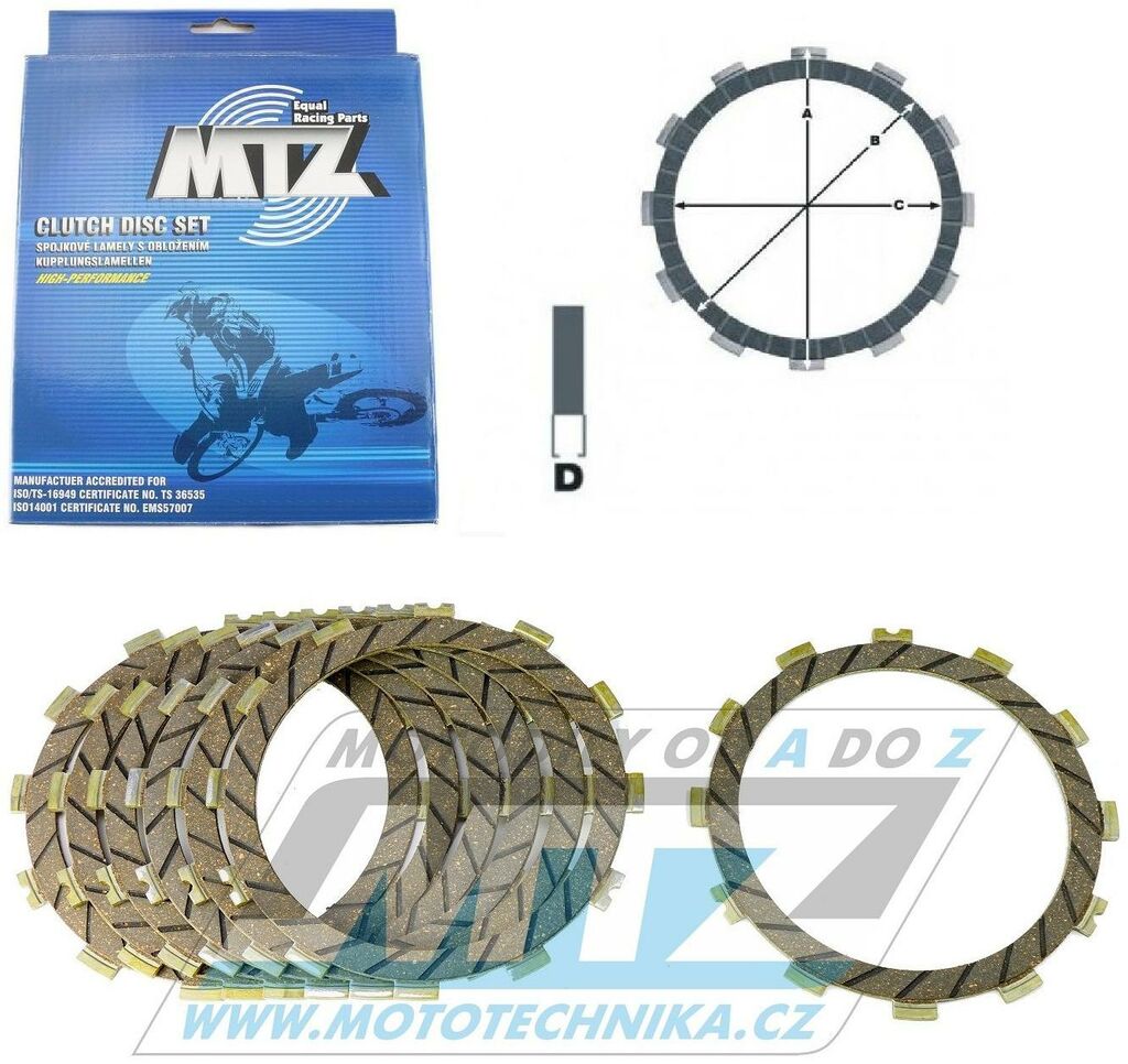 Obrázek produktu Lamely spojkové třecí (s obložením) MTZ 883-D4499-7 - Kawasaki KX125 / 97-08 + KLR250 / 85-94 + Estrella / 94 883-D4499-7