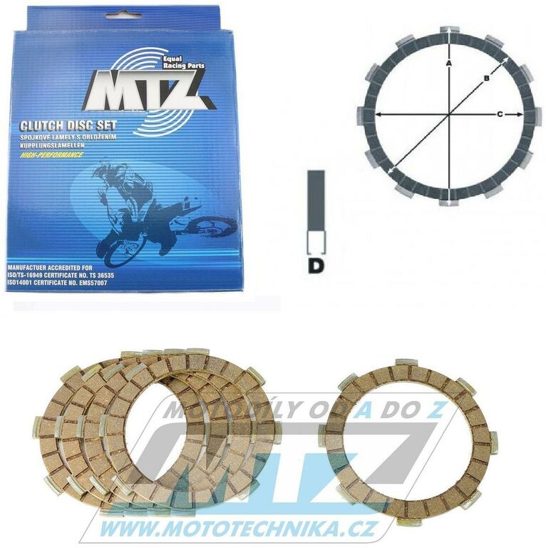 Obrázek produktu Lamely spojkové třecí (s obložením) MTZ 883-D4438-5 - Kawasaki KX60+KX65+KX80+KLX110+KH125 + Modenas Kriss110 + Suzuki RM60+RM65+DR110Z 883-D4438-5