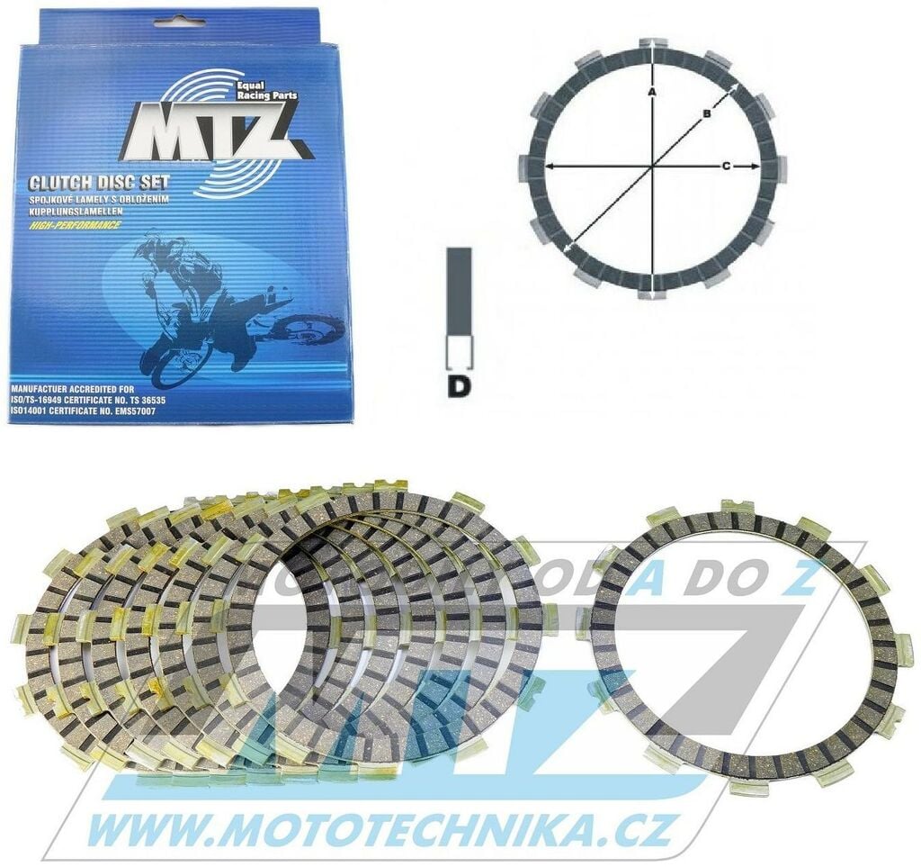 Obrázek produktu Lamely spojkové třecí (s obložením) MTZ 885-D3374-8 - Suzuki RM250+GV1400(GD)(GC)(GT)+VS1400GL(P)(F) INTRUDER+VS1400 INTRUDER+DR350+DR350S+DR350SE+DR650R(U)+DR650RSE(U)+RMX250 + Sherco SEF450+SEF510 885-D3374-8