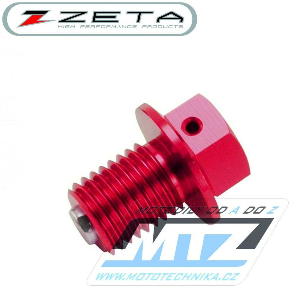 Obrázek produktu Magnetický výpustný šroub M12x15mm (závit 1,5) - ZETA ZE58-1523 - Honda + Yamaha + Kawasaki - červený ZE581523