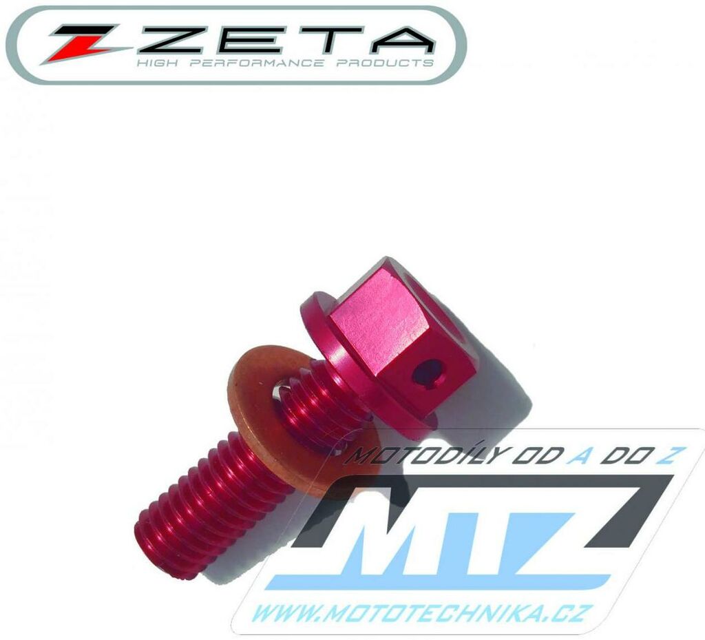 Obrázek produktu Magnetický výpustný šroub M8x25mm (závit 1,25) - ZETA ZE58-1069 - Honda CRF250R / 04-09 + CRF250X / 04-12 - červený ZE581069