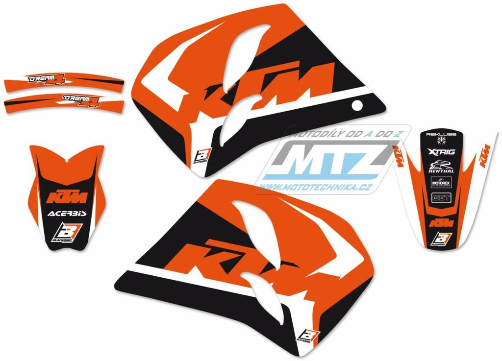 Obrázek produktu Polepy na motocykl (sada polepů Dream) KTM 250SX+360SX + 250EXC+360EXC + 250GS+360GS+EGS / 93-97 - typ polepů Dream4 BB2531N