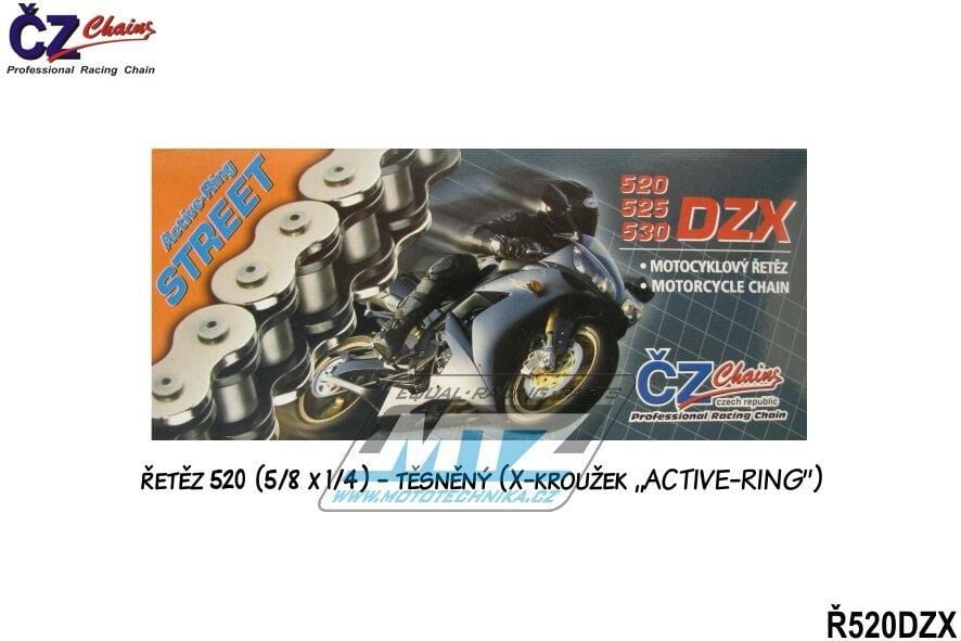 Obrázek produktu Řetěz ČZ 520 DZX (120čl) - těsněný/ x kroužkový Ř520DZX120