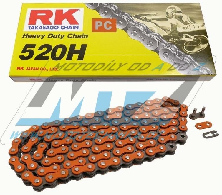 Obrázek produktu Řetěz RK 520 H (118čl) - netěsněný/ bezkroužkový (oranžový) Ř520H118ND