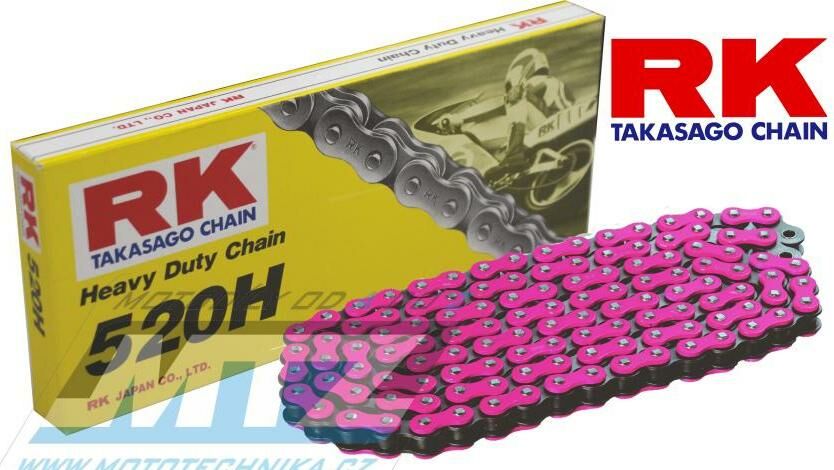 Obrázek produktu Řetěz RK 520 H (118čl) - netěsněný/ bezkroužkový (růžový) Ř520H118NP