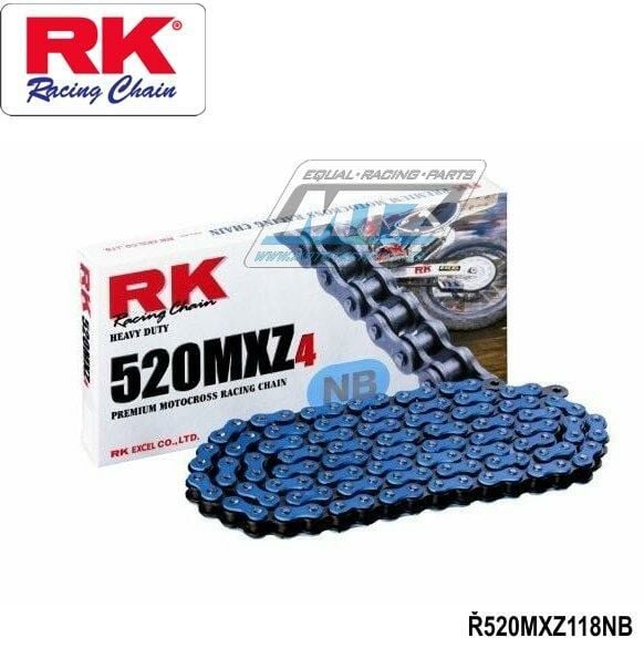 Obrázek produktu Řetěz RK 520 MXZ4 (118čl) - netěsněný/ bezkroužkový (modrý) Ř520MXZ118NB