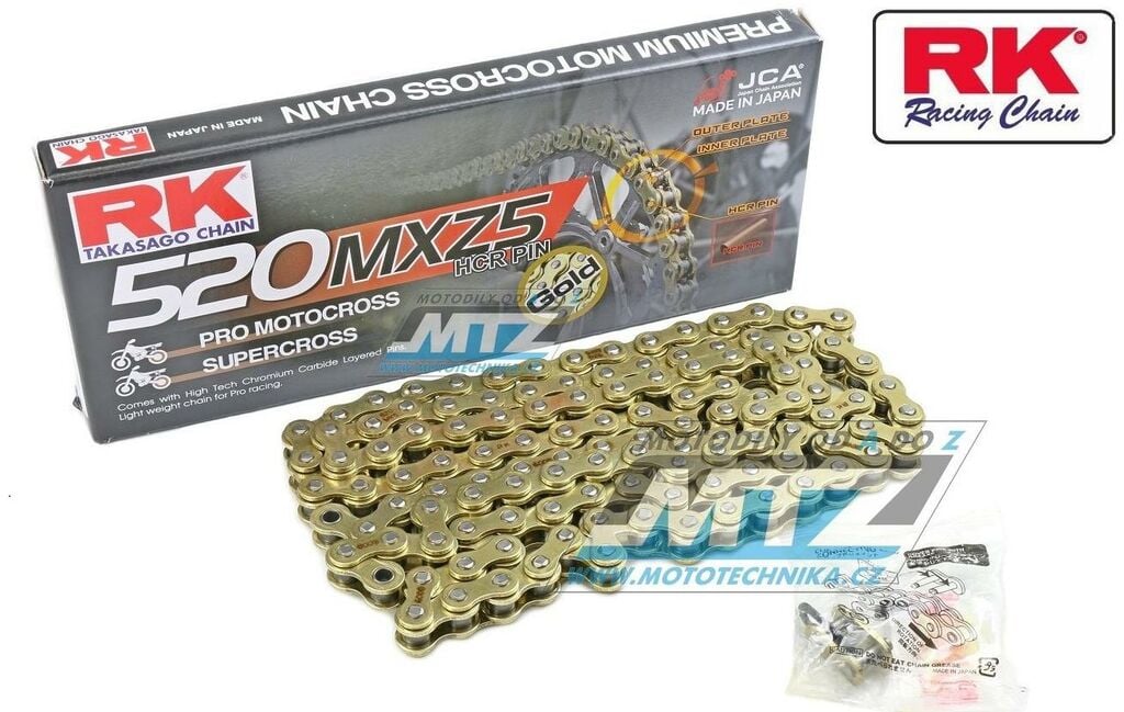 Obrázek produktu Řetěz RK 520 MXZ5 (118čl) - netěsněný/ bezkroužkový (zlatý) Ř520MXZ118GB