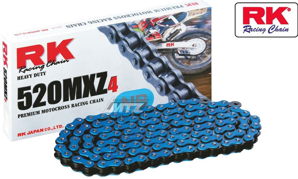 Obrázek produktu Řetěz RK 520 MXZ4 (120čl) - netěsněný/ bezkroužkový (modrý) Ř520MXZ120NB