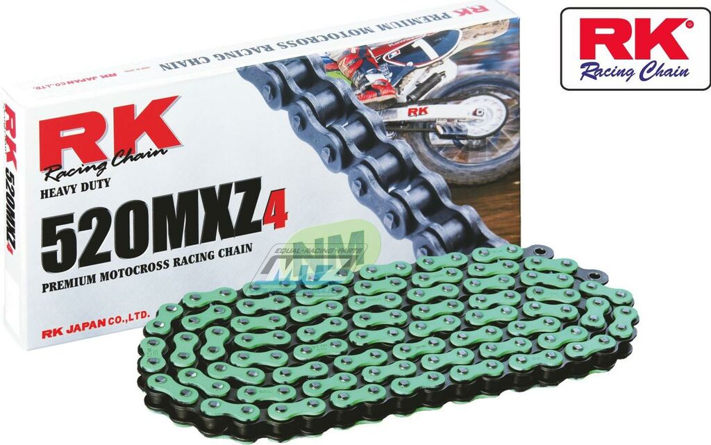 Obrázek produktu Řetěz RK 520 MXZ4 (120čl) - netěsněný/ bezkroužkový (zelený) Ř520MXZ120NM