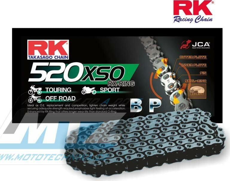 Obrázek produktu Řetěz RK 520 XSO-Z1 (120čl) - těsněný/ x kroužkový (černý) Ř520XSO120BP