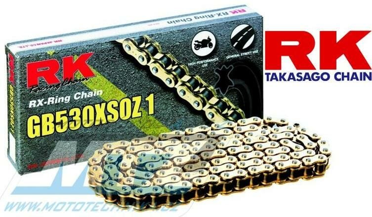 Obrázek produktu Řetěz RK 530 XSO (118čl) - těsněný/ x kroužkový (zlatý) Ř530XSO118GB